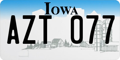 IA license plate AZT077