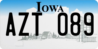 IA license plate AZT089