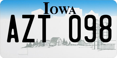 IA license plate AZT098