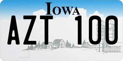 IA license plate AZT100