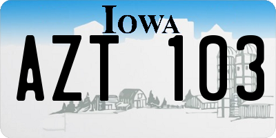 IA license plate AZT103
