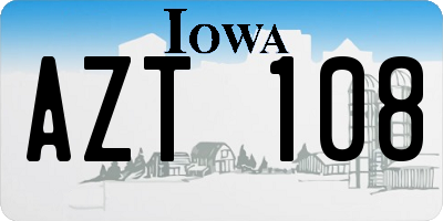 IA license plate AZT108