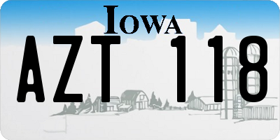 IA license plate AZT118