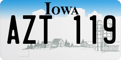 IA license plate AZT119