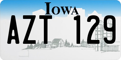 IA license plate AZT129