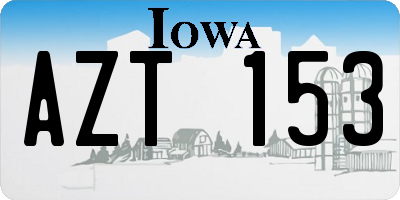 IA license plate AZT153