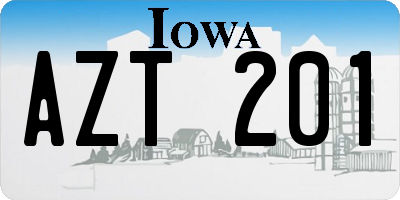 IA license plate AZT201