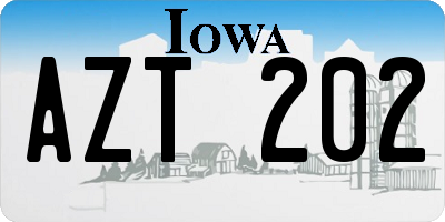 IA license plate AZT202