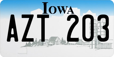 IA license plate AZT203