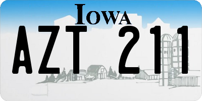 IA license plate AZT211