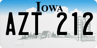 IA license plate AZT212