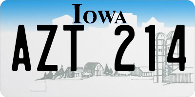 IA license plate AZT214