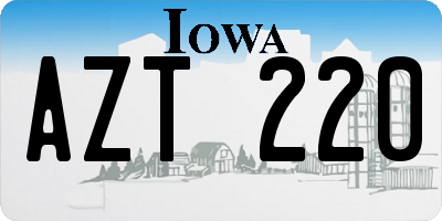 IA license plate AZT220