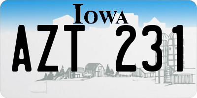 IA license plate AZT231
