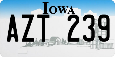 IA license plate AZT239