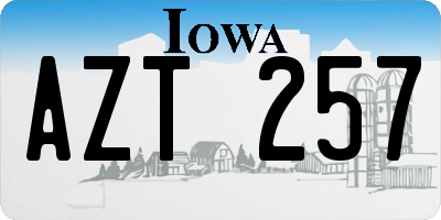 IA license plate AZT257