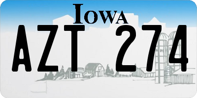 IA license plate AZT274
