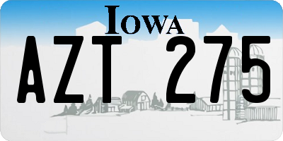IA license plate AZT275