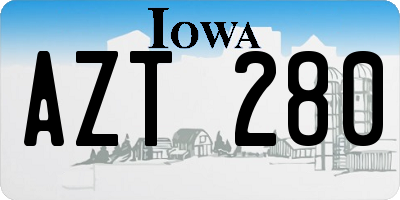 IA license plate AZT280