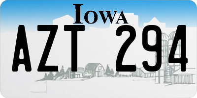 IA license plate AZT294