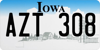 IA license plate AZT308