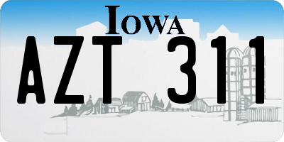 IA license plate AZT311