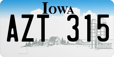 IA license plate AZT315