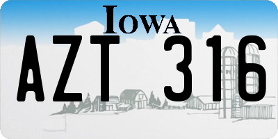 IA license plate AZT316