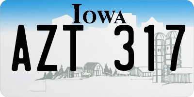 IA license plate AZT317