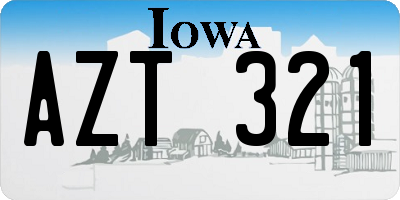 IA license plate AZT321