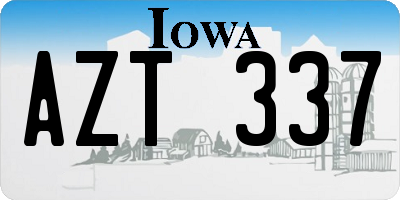 IA license plate AZT337