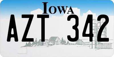 IA license plate AZT342