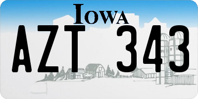 IA license plate AZT343