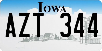 IA license plate AZT344