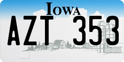 IA license plate AZT353