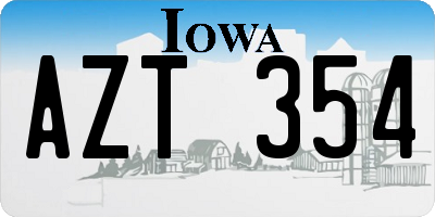 IA license plate AZT354