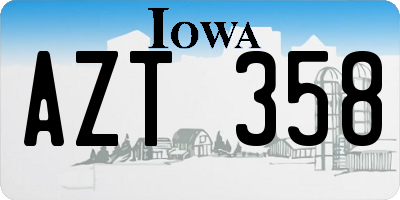 IA license plate AZT358
