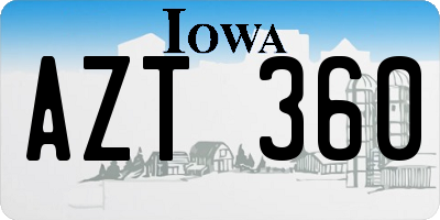 IA license plate AZT360