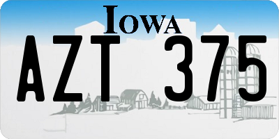 IA license plate AZT375