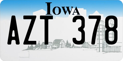 IA license plate AZT378