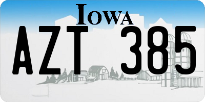 IA license plate AZT385