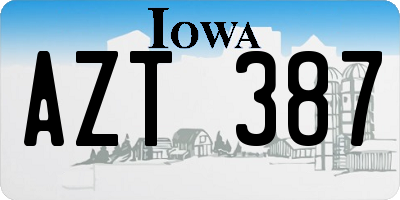 IA license plate AZT387