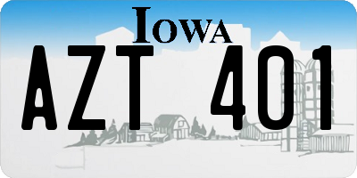 IA license plate AZT401