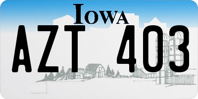 IA license plate AZT403