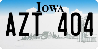 IA license plate AZT404