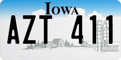 IA license plate AZT411