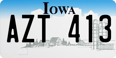 IA license plate AZT413