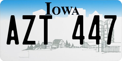 IA license plate AZT447
