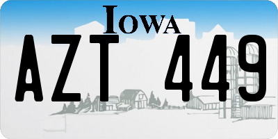 IA license plate AZT449