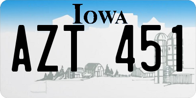 IA license plate AZT451